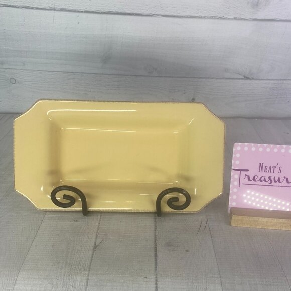 Taste of Home Entertaining Yellow Brown Edge Large Rim Ceramic Serving Tray - Picture 1 of 16